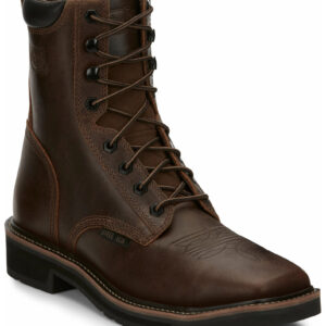 JUSTIN MEN'S PULLEY LACE-UP WORK BOOTS - STEEL TOE